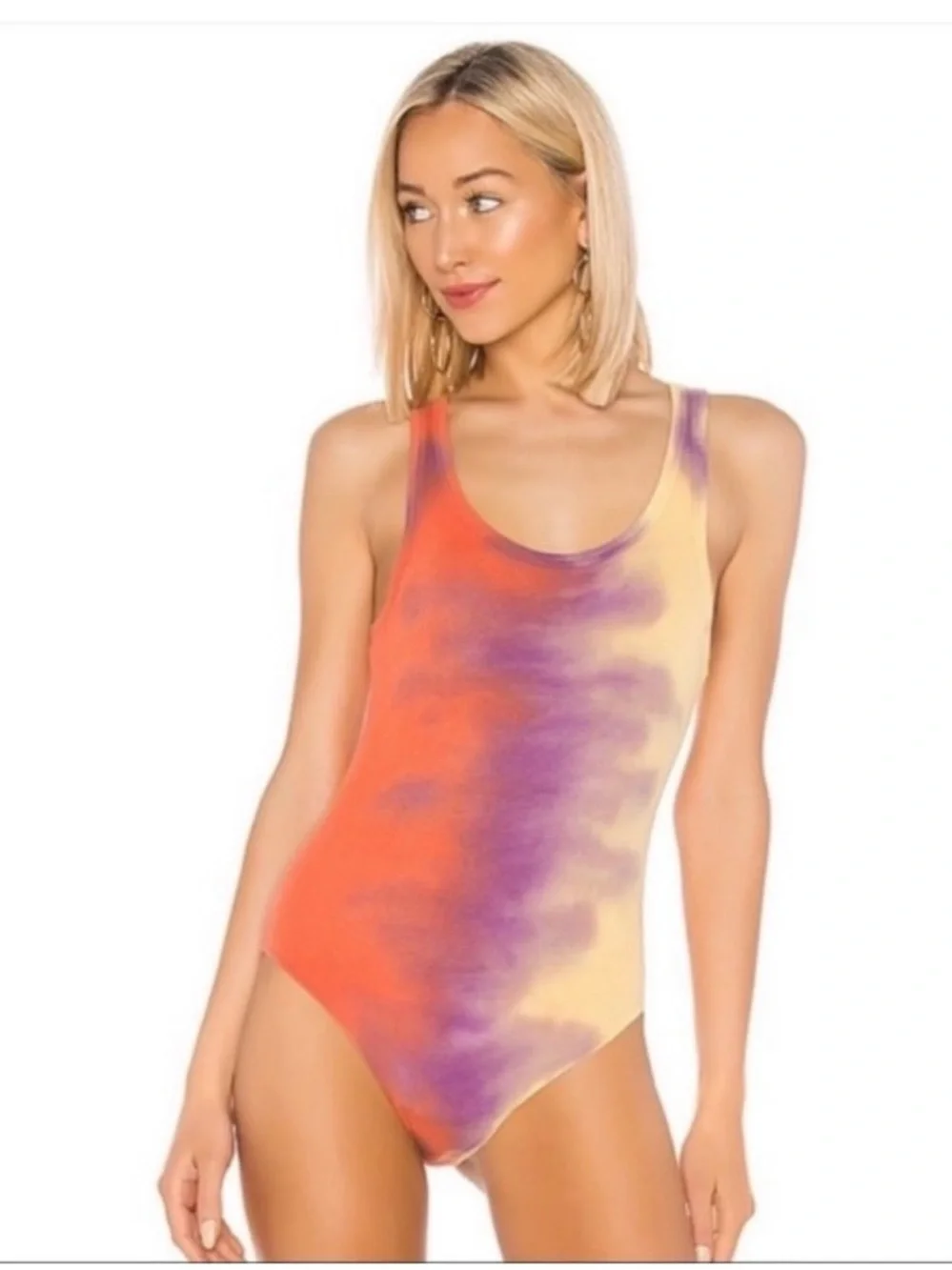 AGOLDE Tie-Dye Scoop Neck Tank Top - Yellow/Purple/Orange